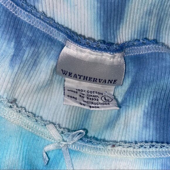 Custom blue tie dye on vintage weatherland short sleeve top - Picture 10 of 10